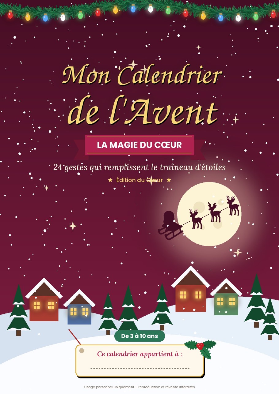 La Magie du Cœur – Calendrier de l'Avent de la gentillesse à imprimer